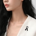 thumbnail image 3 of Elegant Black Ribbon Brooch Pin Metal Material for Memorial Service Sympathy Events Formal Occasion Clothing Accessory, 3 of 7