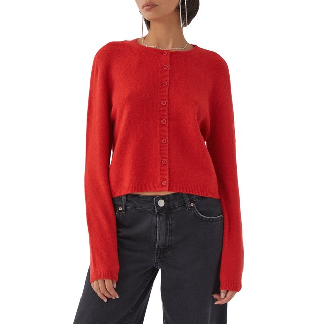 Gupgi Cardigan Tricoté Uni pour Femmes, Chandails à Boutons devant, Col Rond Décontracté, Manches Longues, Hauts en Tricot