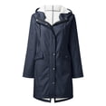 thumbnail image 1 of LSLJS Women Solid Rain Jacket Outdoor Fleece Keep Warm Plus Hooded Raincoat Windproof Jackets Solid Outwear( Dark Blue, L), 1 of 3