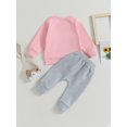 thumbnail image 4 of Faithtur Toddler Girls 2PCS Pants Sets Long Sleeve Letter Print Pullover Tops and Drawstring Pants Sets, 4 of 8