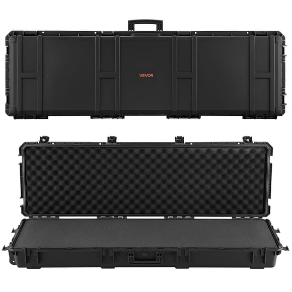 VEVOR Hard Rifle Case, Lockable Rifle Case with Pre-cut Foams, 52 in Gun Storage with Wheels, Heavy Duty IP67 Waterproof & Dustproof Pistol Storage Cases for Rifles, Shotguns, Airsoft Guns, Black