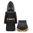 thumbnail image 3 of Fldy Ensemble d'Uniforme de Boxe pour Garçons 2 Pcs Peignoir de Boxe et Shorts MMA Costume de Boxeur Tenue d'Halloween Noir Or 6, 3 of 4