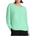 thumbnail image 1 of JGGSPWM (S-5XL) Plus Size Women's Pullover Fall Winter Sweaters Solid Color Fleece Long Sleeve Crewneck Oversized Loose Sweater Tops Green M, 1 of 3
