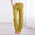 thumbnail image 5 of Plus Size Solid Straight Leg Pants for Women High Waist Comfortable Elastic Drawstring Casual Trousers, 5 of 5