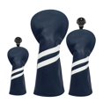 thumbnail image 1 of koolsoo 3 Pcs Housse de Golf en Cuir PU Housse de Tête de Club de Golf avec Interchangeable Bleu Foncé, 1 of 10