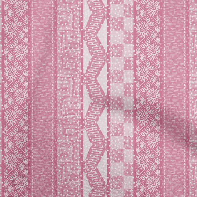 oneOone Rayon Pink Fabric Mix Block Pattern Fabric For Sewing Printed Craft Fabric By The Yard 56 Inch Wide