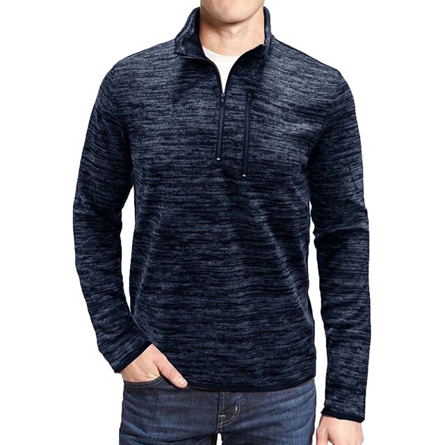 KIHOUT Chandails Molletonnés de Printemps et d'Hiver pour Hommes, Chandails Molletonnés Unis à Col Roulé à Fermeture Éclair à Manches Longues pour l'Extérieur, Hauts de Base T-, Taille P-2TG