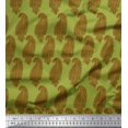 thumbnail image 1 of Soimoi Green Modal Satin Fabric Brown Paisley Print Sewing Fabric Yard 42 Inch Wide, 1 of 3