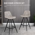 thumbnail image 4 of HOMCOM Bar Height Bar Stools Set of 2, Microfiber Cloth Bar Chairs, 4 of 10