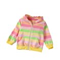 thumbnail image 1 of FAOWME Veste à Capuche Rayée Arc-en-Ciel avec Poche Zippée Mignonne pour Filles Automne Vert 6-7 Ans, 1 of 8