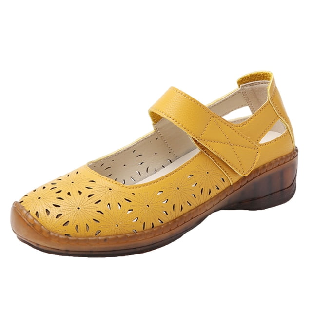 Yellow Flats Shoes For Ladies Round Toe Slip On Closed Toe Solid Breathable Casual Comfortable Shoes For Simple Style And Daily Comfortable Size 36