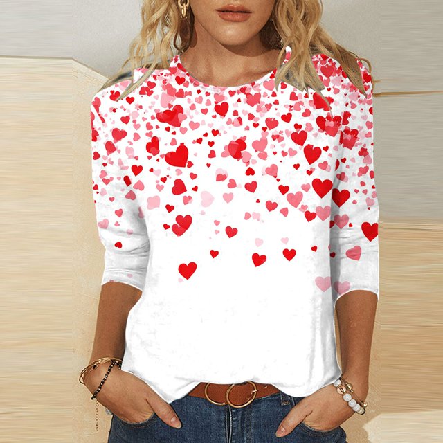 UPPADA Chandails à Manches 3/4 pour Femmes Mode Tendance Hauts Décontractés Col Rond Chandail Ample Confortable Doux Blouses Grande Taille Coupe Ample T-Shirts Décontractés Vêtements au Coude Hauts pour Femmes Manches 3/4 Économie