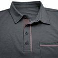 thumbnail image 5 of Dvkptbk Hommes Manches Courtes Uni Décontracté Mode Col Rabattu Chandail Boutons T-Shirt Blouse en Liquidation, 5 of 5