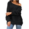 thumbnail image 2 of EGNMCR Chandails pour Femmes Mode Couleur Unie Grande Taille Ample Col Rond Chandail, Cadeaux pour Femmes, 2 of 6