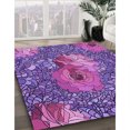 thumbnail image 3 of Ahgly Company Tapis d'Intérieur Lavable en Machine Carré Transitionnel Magenta Foncé Violet, 4 Pieds Carré, 3 of 7
