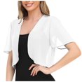 thumbnail image 1 of Manteaux pour Femmes Vestes Blazer pour Femmes Femmes Doux Mousseline Ouvert Transparent Manches Courtes Cardigans pour Robe de Soirée Cardigans Chandails pour Femmes Liquidation en Liquidation Veste pour Femmes(Blanc,G), 1 of 5