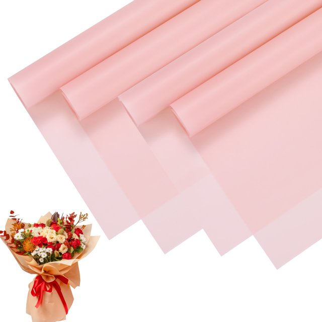 20 Pcs Papier d'Emballage de Fleurs Bouquet 23 Pouces, Lotus Rose