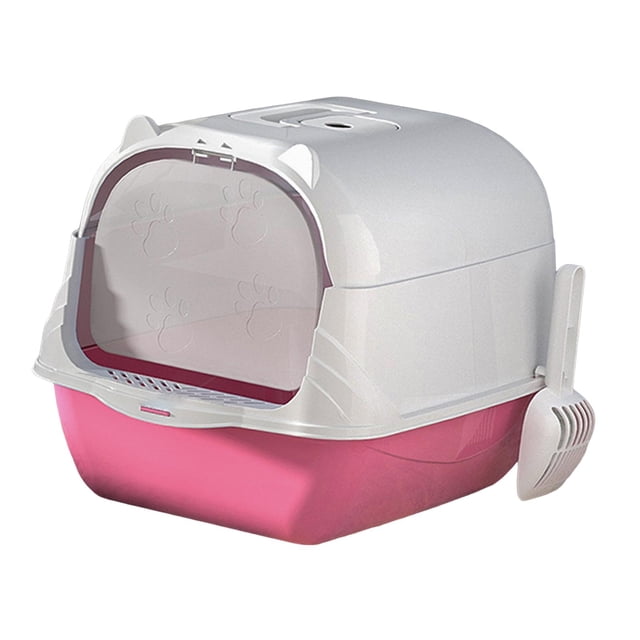Toilette pour Chat Fermée et Couverte Bac à Litière pour Chat Bac à Litière avec Couvercle Litière pour Chat Rose