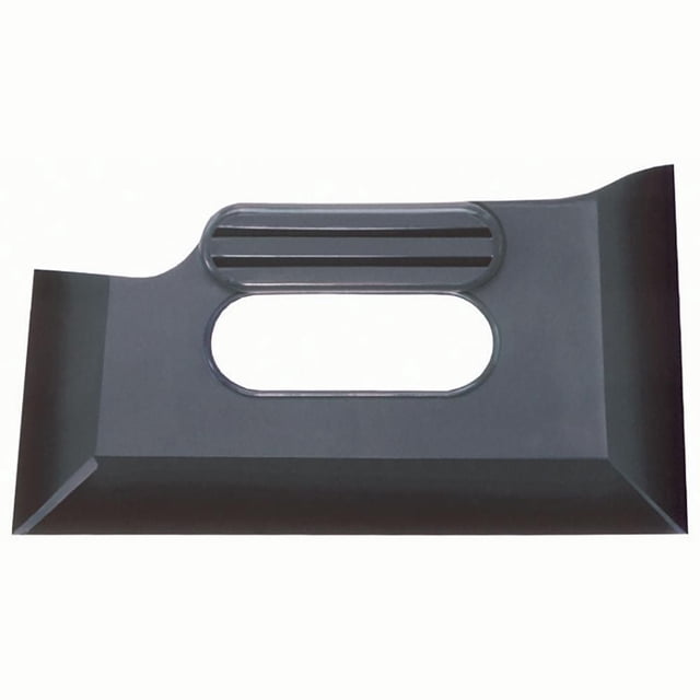 Multi use Speader/Smoother in grey solvent-resistant polypropylene plastic with a rectangular shape, angled edges, and an oval cutout handle with horizontal grip ridges, designed for spreading, smoothing, and paint shielding in home improvement, also suitable as a drywall compound spreader.