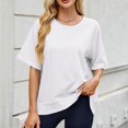 thumbnail image 2 of T-shirts à Manches Courtes pour Femmes Été Col Rond Décontracté Mode T-Shirt Basique Vêtements Mignons Tenues Tendance, 2 of 6