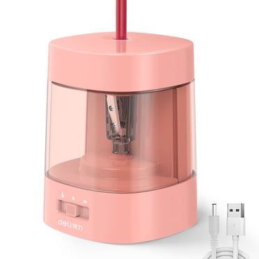 Deli Electric Pencil Sharpener,Suitable for No.2 Pencils Colored Pencils, USB & Battery Operated, Pink