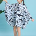 thumbnail image 2 of Children‘s Boys Girls Dinosaur Rainbow Printed Button Rain Jacket Hooded Windproof Raincoat, 2 of 4