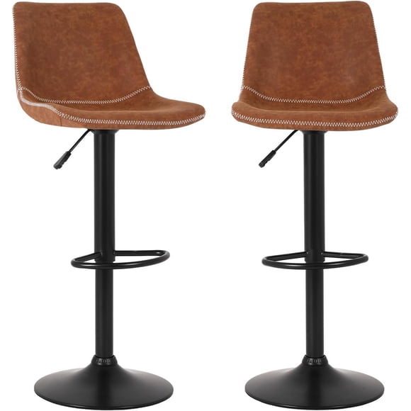 BestOffice Tabourets de Bar, Ensemble de 2, Tabourets de Comptoir Pivotants Réglables, Chaises de Bar Modernes pour Salle à Manger et Cuisine, Brun