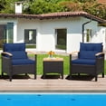 thumbnail image 1 of Costway 3PCS Patio Rattan Furniture Set Wooden Armrest Table Top Cushioned Deck, 1 of 10