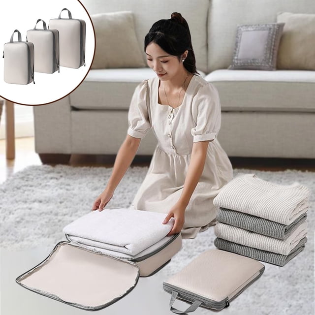 LSLJS Compression Packing Cubes for Travel, Travel Bags Luggage Organizers Travel Compression Cubes for Suitcases Double Capacity Design for Travel, Travel Packing Organizers