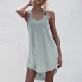 thumbnail image 3 of Mrat Camisoles Courtes pour Femmes Robe d'Été Décontractée pour Femmes Robe Bohème de Plage Col Rond Sans Manches Ample Robes Débardeurs Mignonne Robe Mini Asymétrique S-402 Gris G, 3 of 8