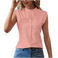 thumbnail image 1 of Plebaso Womens Summer Tank Tops High Neck Cap Sleeve Casual Tshirts Sleeveless Solid Color Basic Tee Tops, 1 of 5