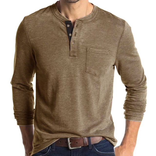 Pompotops Hommes Manches Longues Musclé Robuste Basique Uni Couleur Unie Blouse T-Shirt Haut Manches Longues Col Rond Blouses et Chemises en Solde