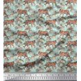 thumbnail image 1 of Soimoi Velvet Fabric Leaves & Tiger Jungle Printed Fabric 1 Yard 58 Inch Wide, 1 of 3