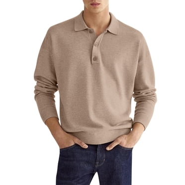 Ketyyh-chn99 Polo Tees For Men Big and Tall Shirts mens shirts Male Summer Cotton Linen Solid Casual Plus Size Loose Shirt Mens Turn Down Collar Long Sleeve Shirt polo shirts for men KH2,M