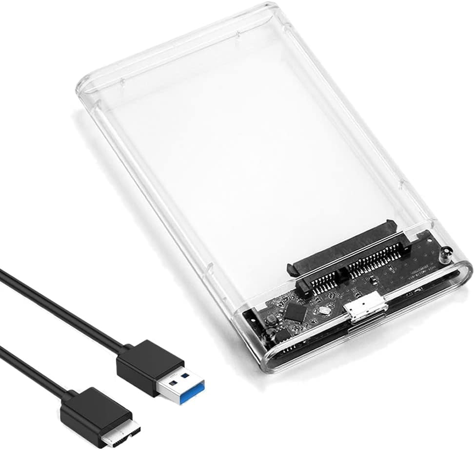 Tianle 2.5" Hard Drive Enclosure, SATA to USB 3.1 6Gbps Tool-Free Clear External Hard Drive Enclosure Compatible with 2.5 SATA SSD/HDD Caddy, PS5/4 Xbox TV Laptop MacBook PC
