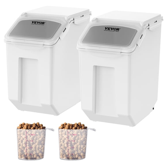 VEVOR Boîte de Rangement pour Ingrédients, 2 Boîtes de 15 L en Polypropylène (PP) pour Riz, Céréales et Farine, avec 2 Tasses à Mesurer, Roulettes Amovibles et Couvercle Hermétique.