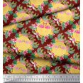 thumbnail image 2 of Soimoi Red Velvet Fabric Flamingo & Bird Print Fabric by the Yard 60 Inch Wide, 2 of 5