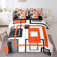thumbnail image 1 of YST Black White Grey Orange 7 Piece Bed In A Bag Queen Geometric Square Grid Comforter Set With Sheets For Kids Adults Geometry Striped Bedding Set Modern Abstract Lines Grids Bed Set, 1 of 5