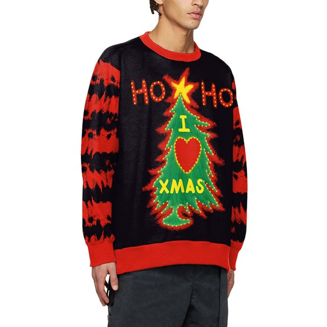 Pull de Noël en Tricot à Manches Longues Pull Imprimé Noël Sweat Couple
