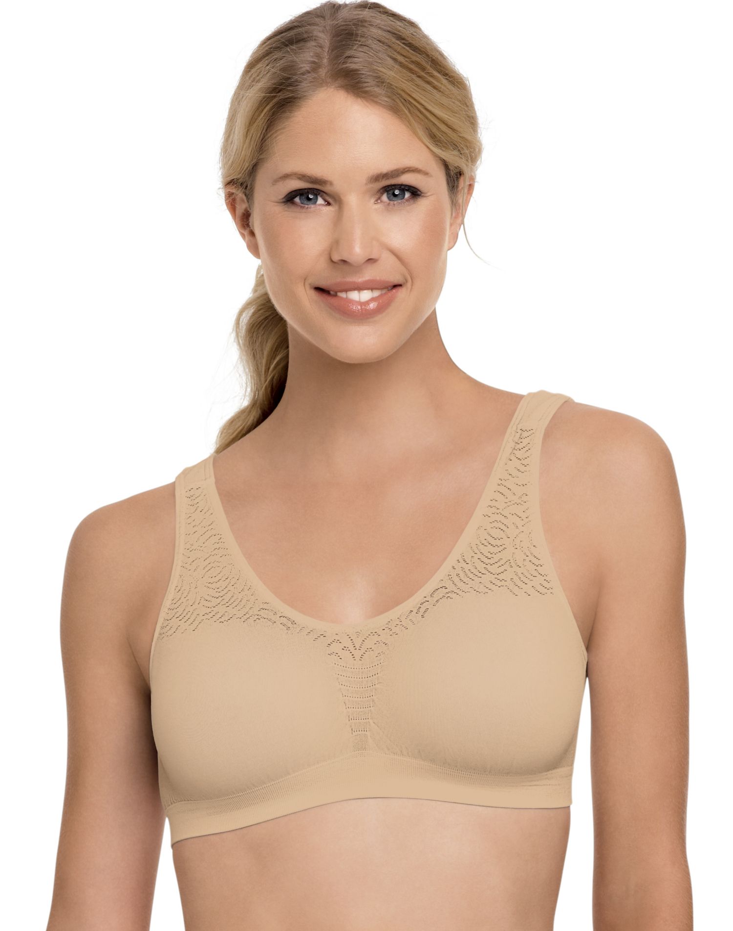 Bali Womens Comfort Revolution Microfiber Crop Top - Best-Seller, L, Nude