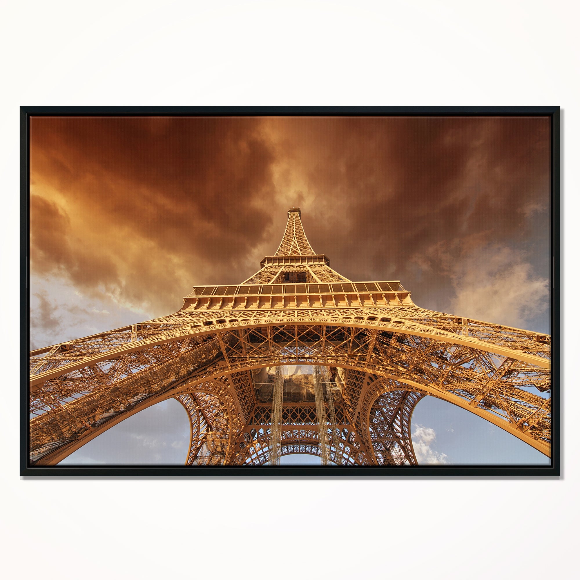 Design Art Belle Vue De Paris Tour Eiffel  Sur Toile Encadrée