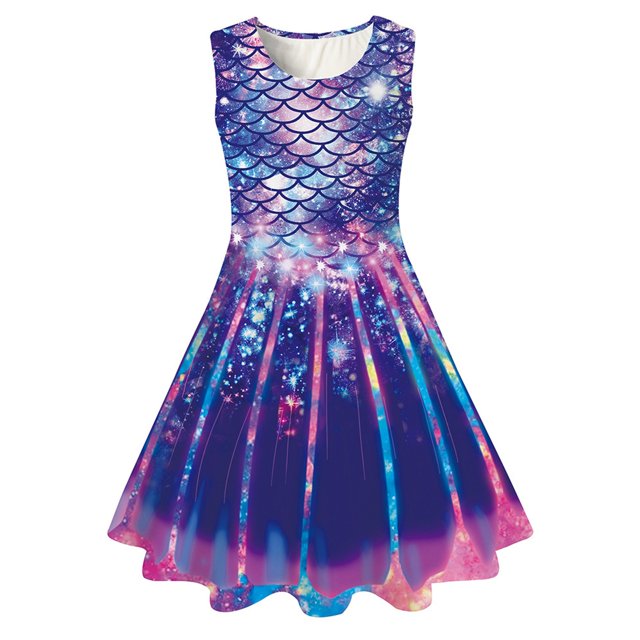 HAJGJP Robe d'Été pour Fille Robe d'Été Sans Manches pour Filles pour Usage Quotidien et Fêtes Violet, 10-13 Ans