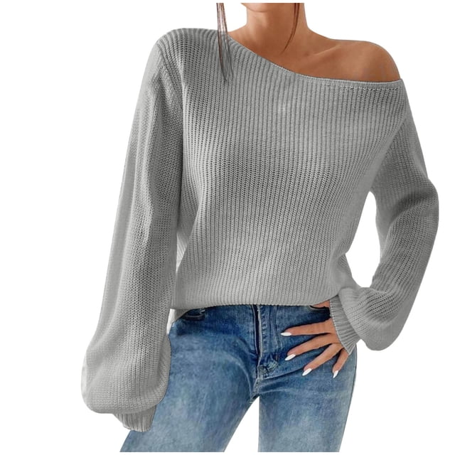 cfhntfmh Womens Cold Shoulder Sweaters 2024 Fall Fahion Outfits Long Sleeve Soft Knit Pullover Winter Outfits