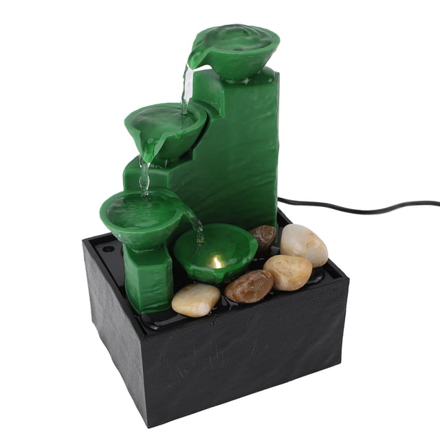 Tabletop Water Fountain, Circulating Water Decorative USB Desk Waterfall Fountain Automatic Pump with LED Light Stones, Tabletop Fountain for Living Room Office Home Work