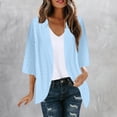 thumbnail image 2 of yoeyez Light Cardigans for Women Summer Womens Plus Size Solid Color Kimono Cardigan Puff Sleeve Tops Oversize Loose Cover Ups Cardigans Blue,S, 2 of 7