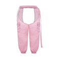 thumbnail image 4 of Women Crotchless Trousers Solid Color Long Pants with Chain Belt, 4 of 6