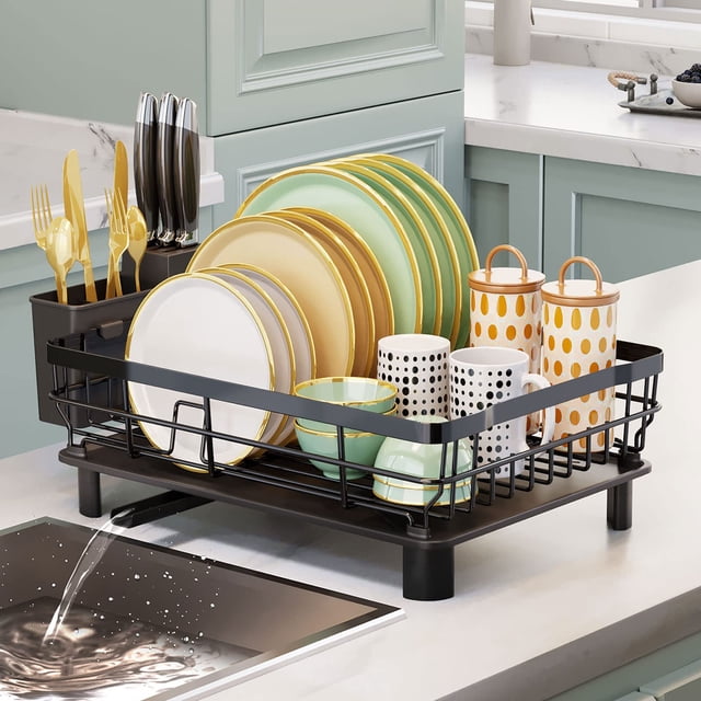 Iron Dish Drying Rack with Drainboard Dish Drainers for Kitchen