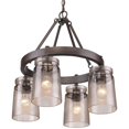 thumbnail image 3 of Beaumont Lane 4 Light Frosted Amber Glass Chandelier in Rubbed Bronze, 3 of 5