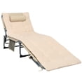 thumbnail image 1 of Patiojoy 4-Level Oversize Folding Chaise Lounge Adjustable Outdoor Beach with Removable Cushion Beige, 1 of 8