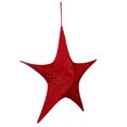 thumbnail image 3 of Northlight 25.5" Red Tinsel Foldable Christmas Star Outdoor Decoration, 3 of 4
